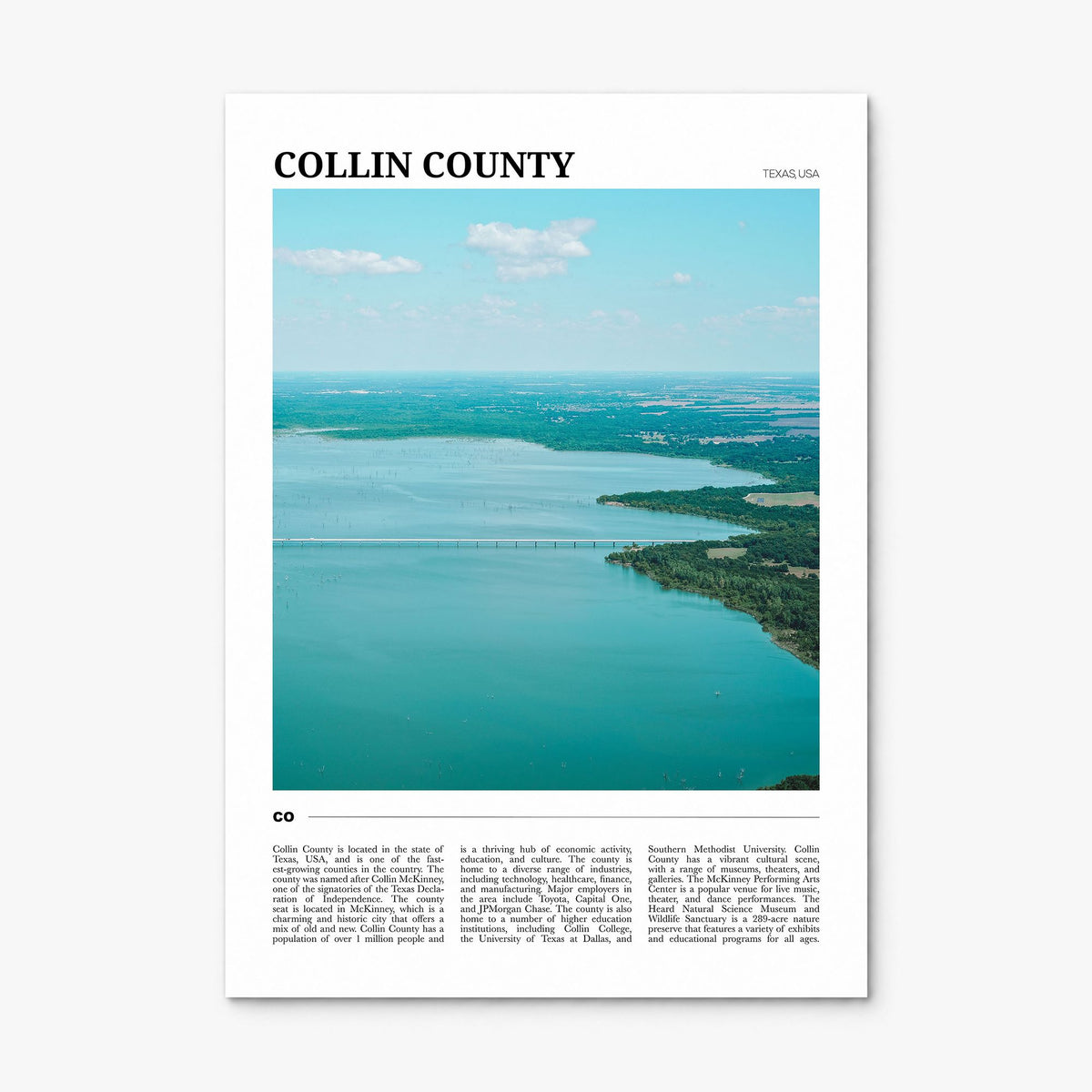 Collin County Travel Poster, print only (unframed)
