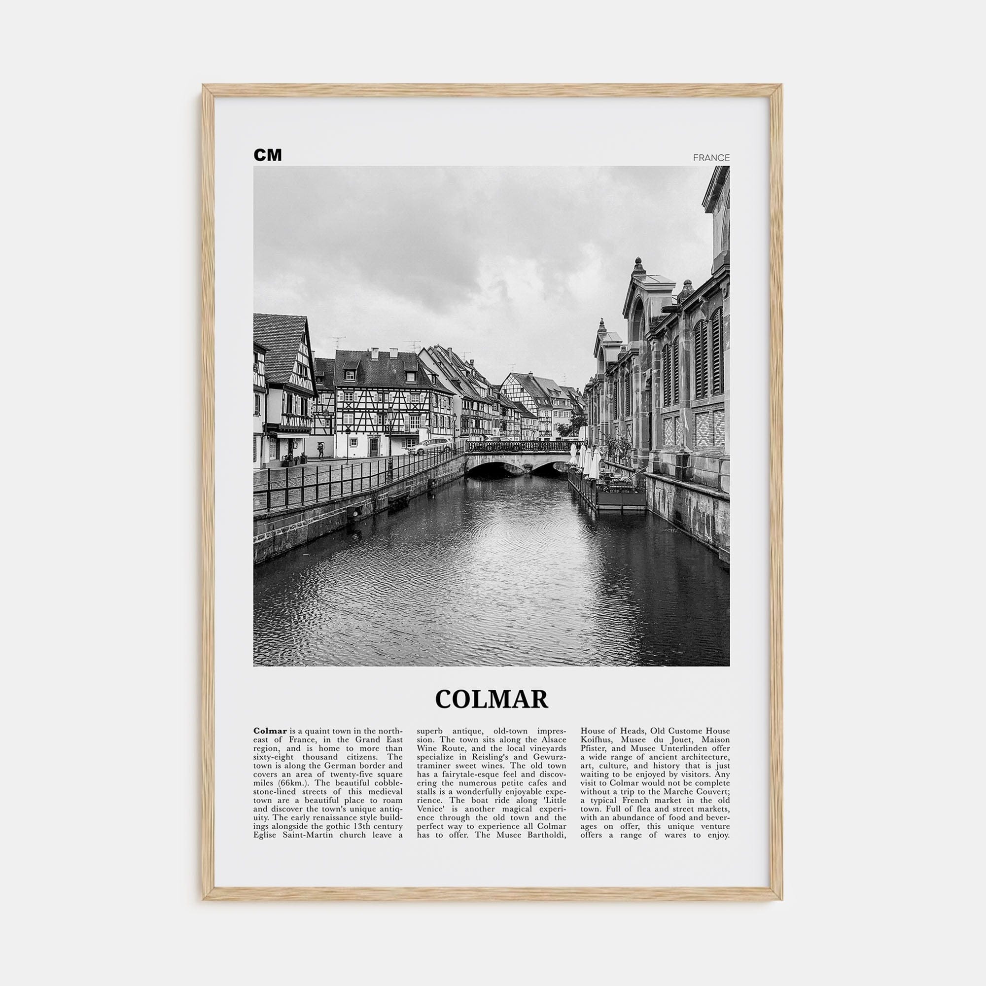 Colmar Poster Natural Wood / 8x12 in Nbourhood Travel B&W Poster