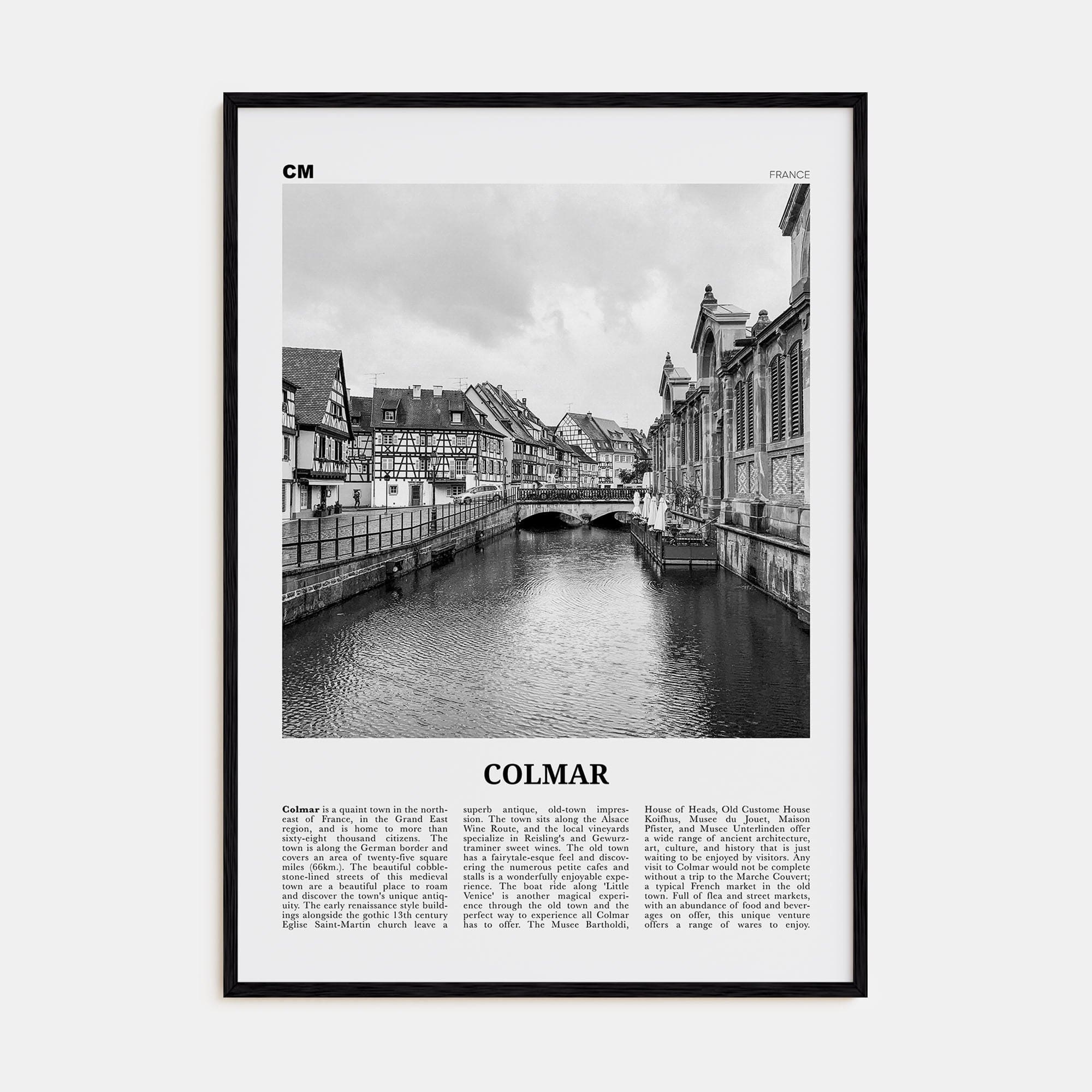 Colmar Poster Black Wood / 8x12 in Nbourhood Travel B&W Poster