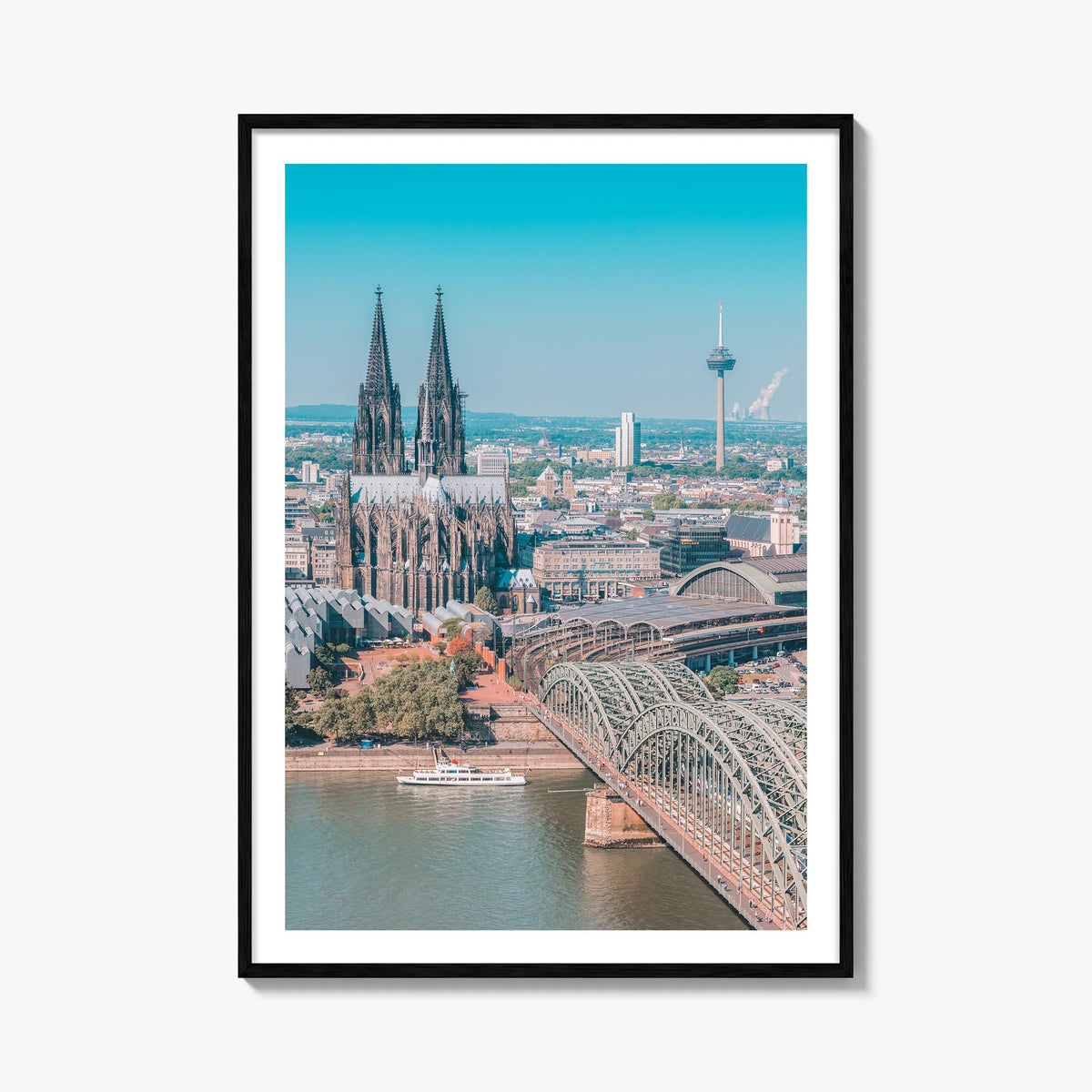 Cologne colorful photo poster of Germany – vertical wall art, unframed print shown in interior mockup
