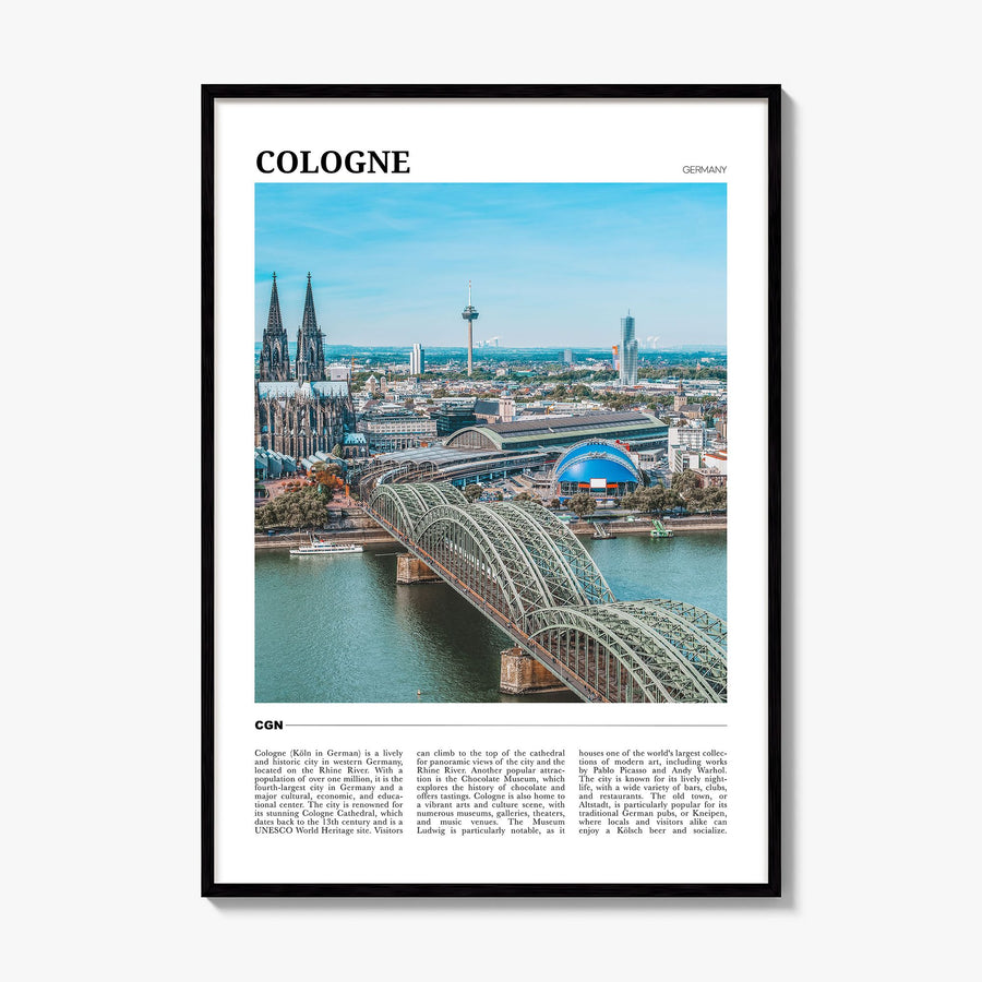 Cologne Travel Poster, framed poster mockup
