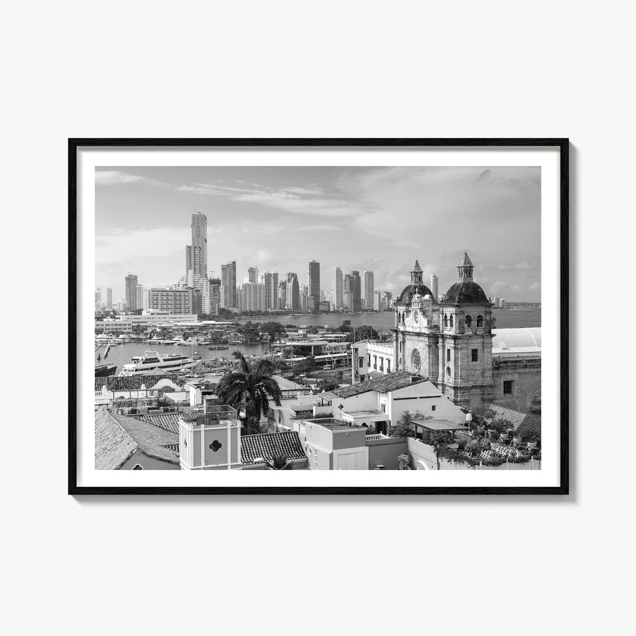 Colombia black & white photo poster of South America – horizontal wall art, unframed print shown in interior mockup