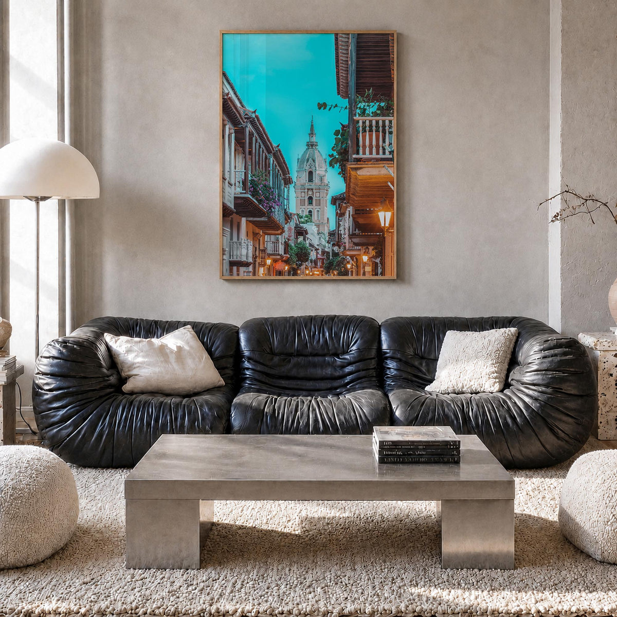 Colombia no. 2 colorful photo poster of South America – vertical wall art in natural wood frame, hanging on wall