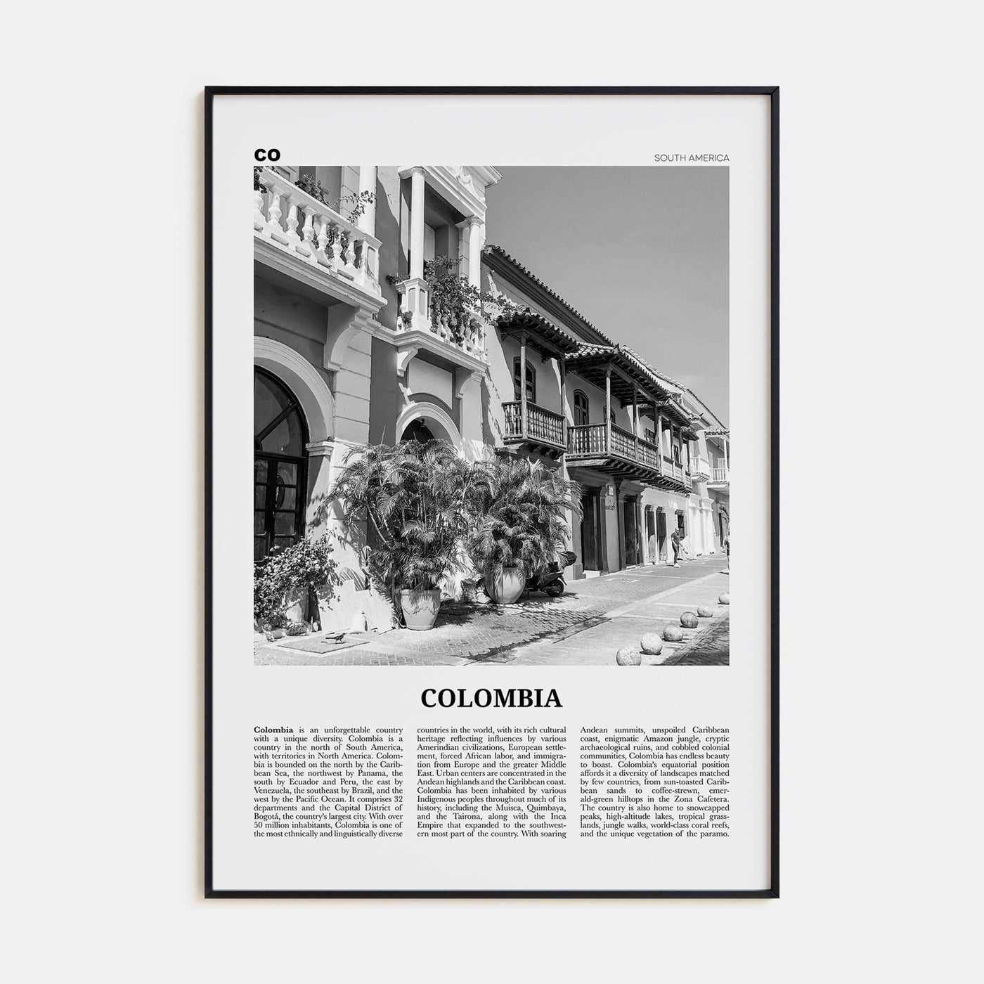 Colombia No 2 Poster None / 8x12 in Nbourhood Travel B&W Poster