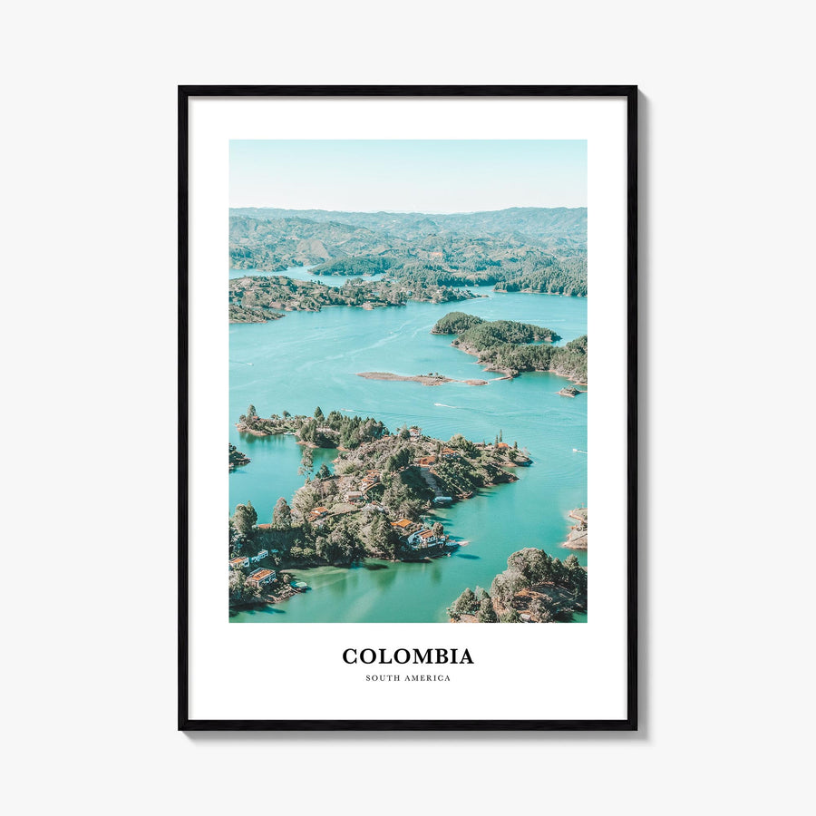 Colombia no. 3 colorful classic poster of South America – vertical wall art, unframed print shown in interior mockup
