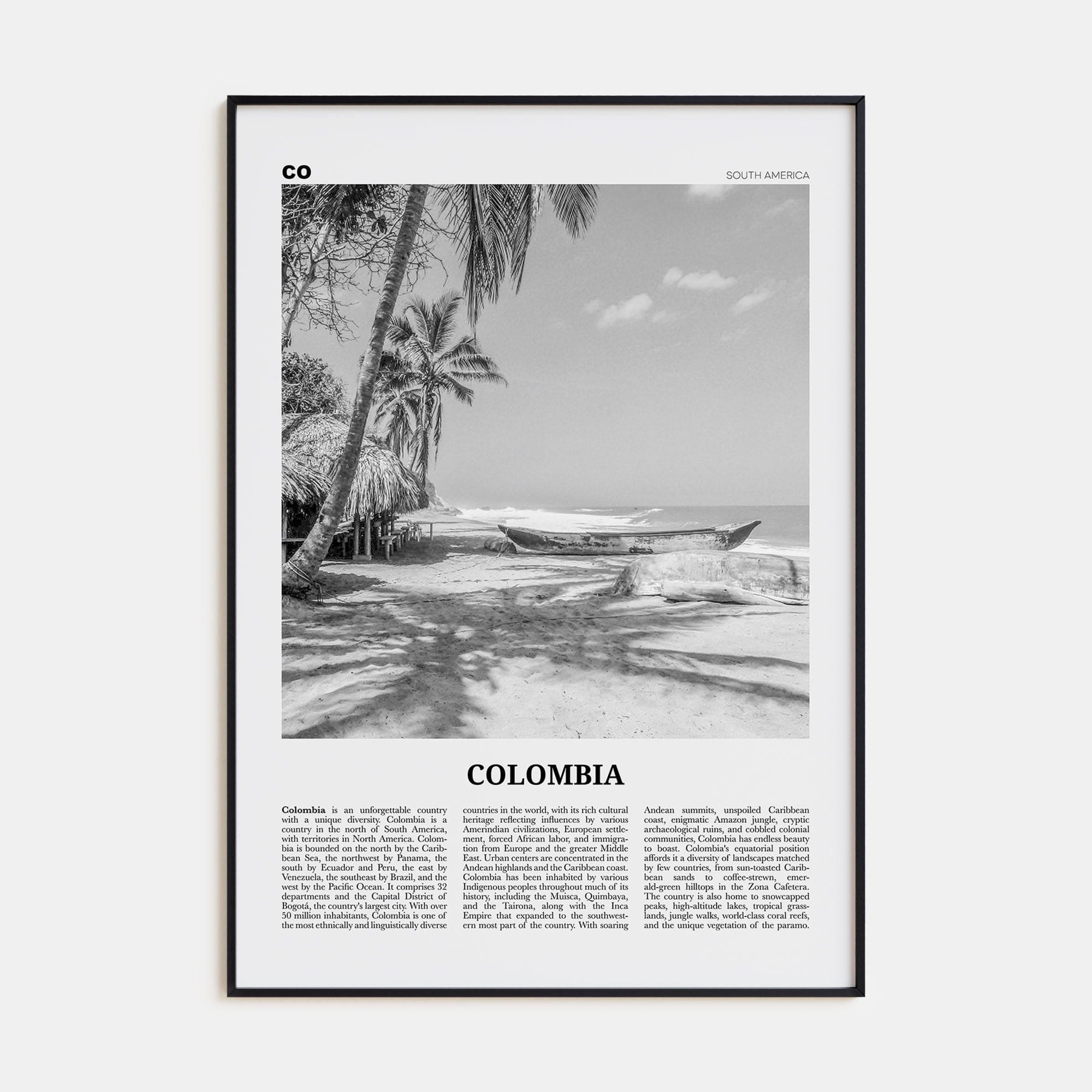 Colombia No 3 Poster None / 8x12 in Nbourhood Travel B&W Poster