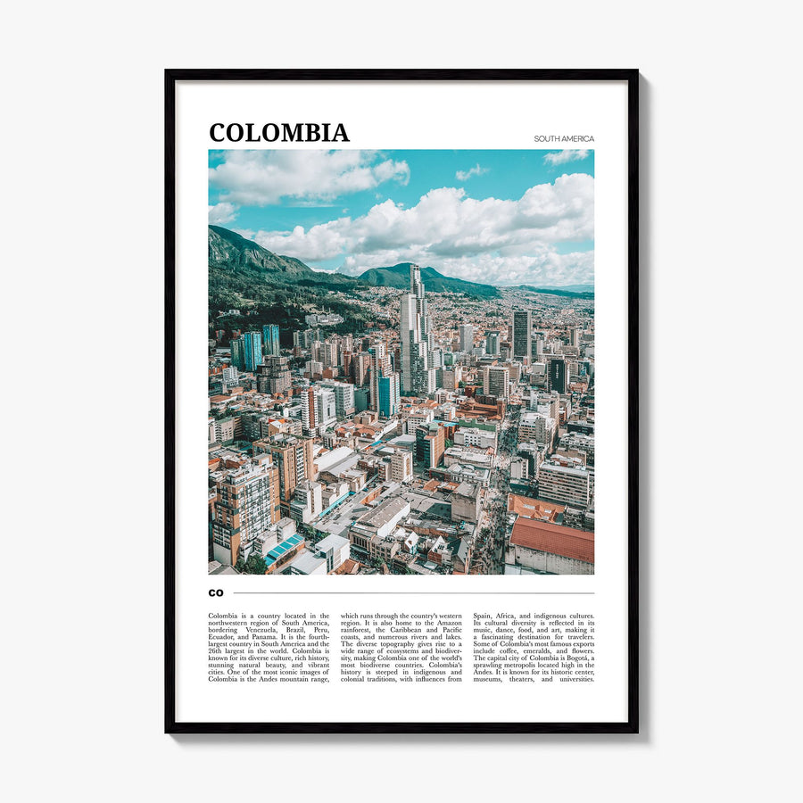 Colombia Travel No 1 Poster, framed poster mockup