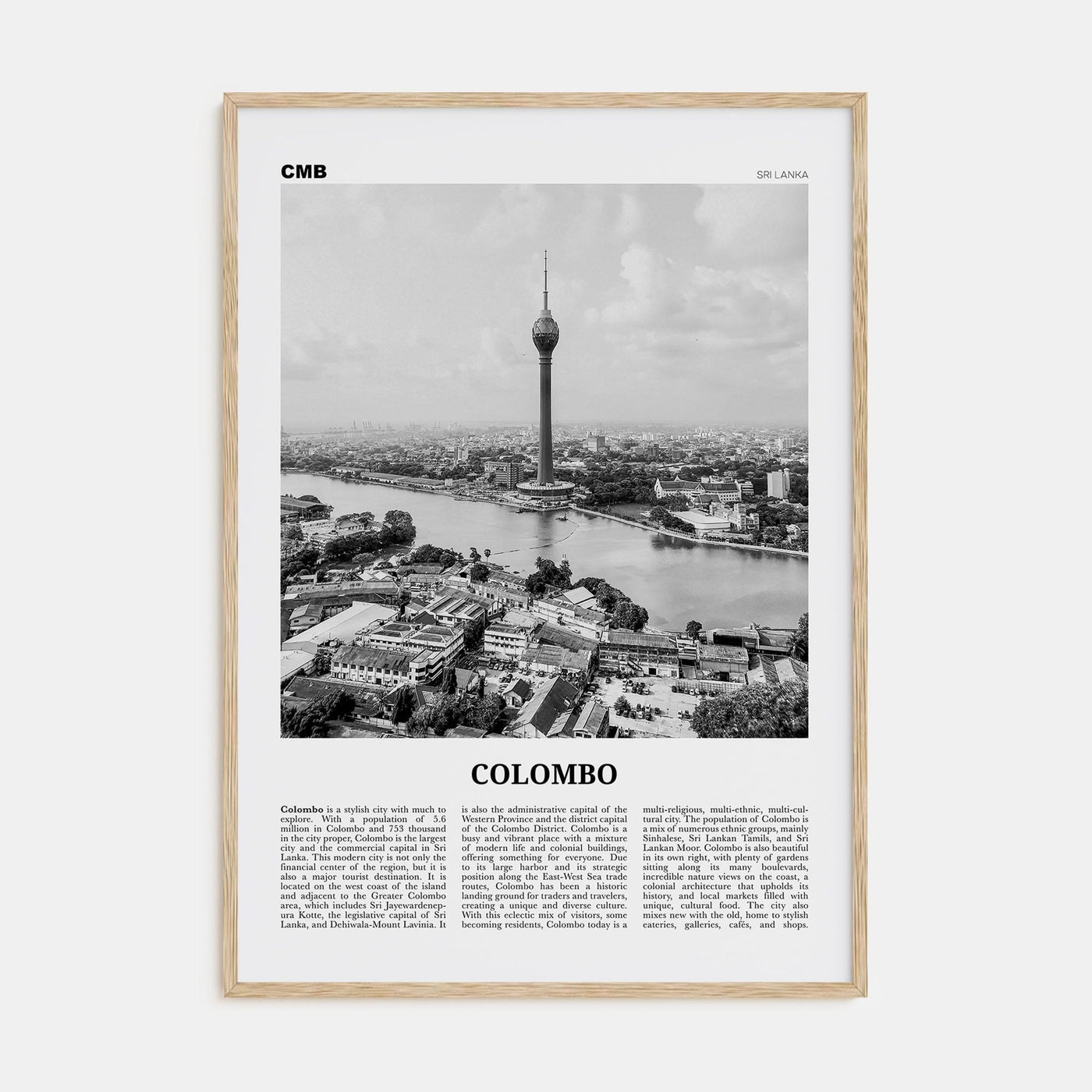 Colombo Poster Natural Wood / 8x12 in Nbourhood Travel B&W Poster