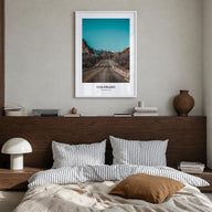 Colorado colorful classic poster of United States – vertical wall art in white wood frame, hanging on wall
