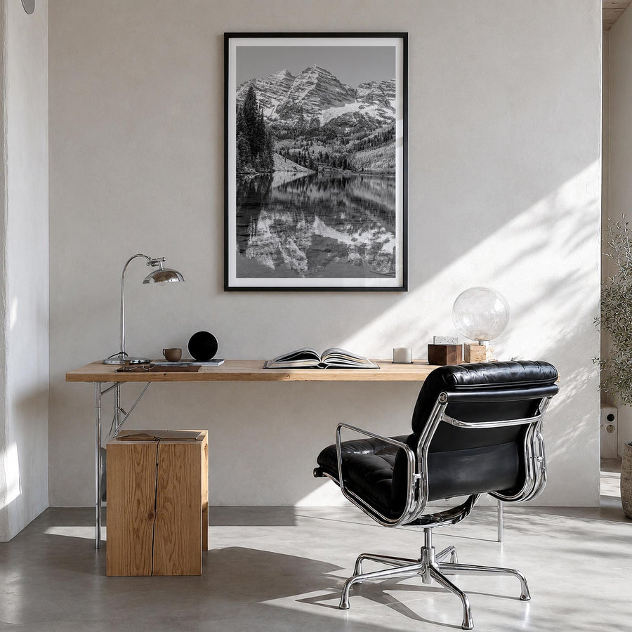 Colorado no. 1 black & white photo poster of United States – vertical wall art in black wood frame with white border, hanging