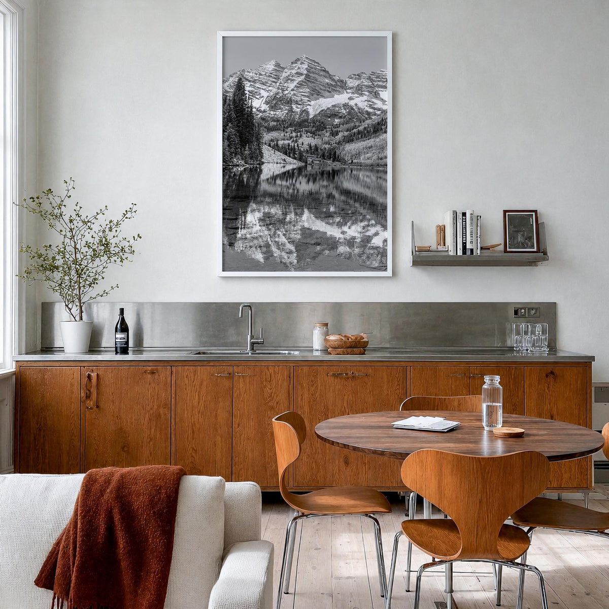 Colorado no. 1 black & white photo poster of United States – vertical wall art in white wood frame, hanging on wall