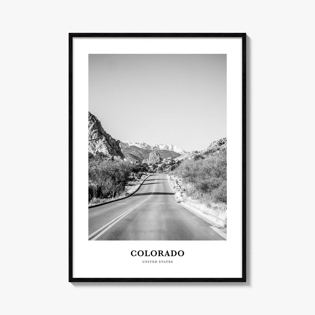 Colorado no. 2 black & white classic poster of United States – vertical wall art, unframed print shown in interior mockup