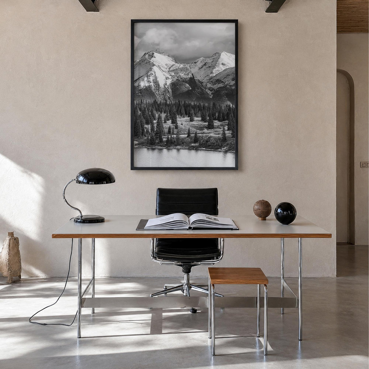 Colorado no. 2 black & white photo poster of United States – vertical wall art in black wood frame, hanging on wall