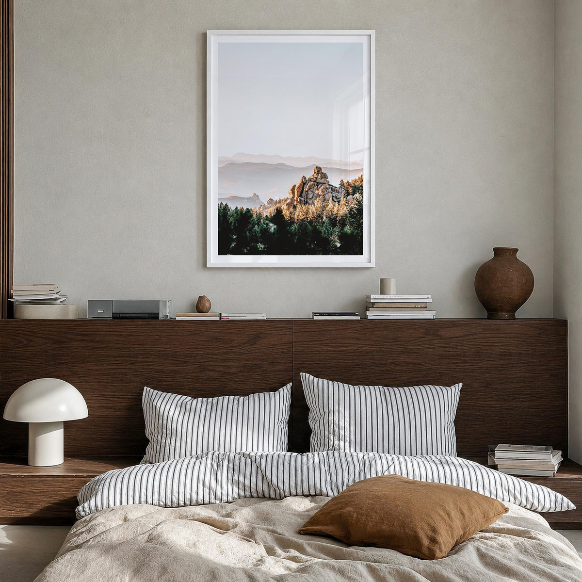 Colorado no. 2 colorful photo poster of United States – vertical wall art in white wood frame with white border, hanging on w