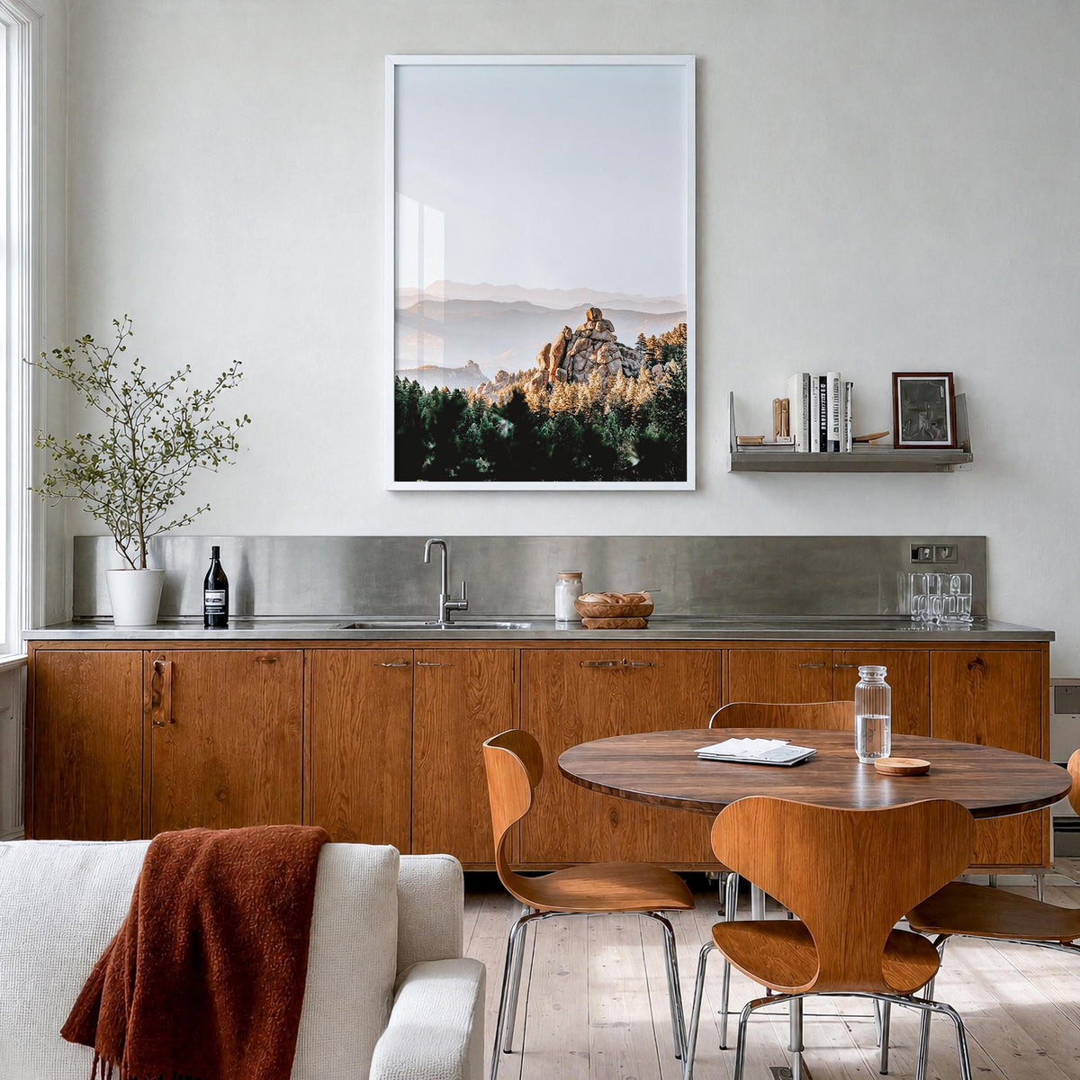 Colorado no. 2 colorful photo poster of United States – vertical wall art in white wood frame, hanging on wall