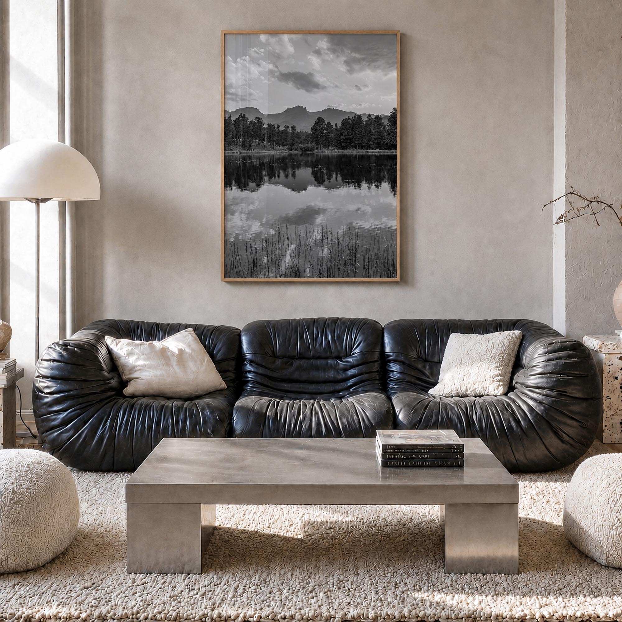 Colorado no. 3 black & white photo poster of United States – vertical wall art in natural wood frame, hanging on wall