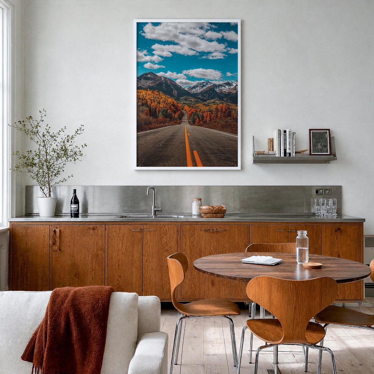 Colorado no. 3 colorful photo poster of United States – vertical wall art in white wood frame, hanging on wall