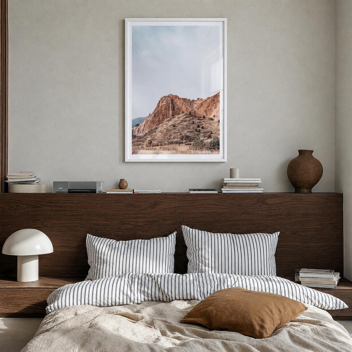 Colorado no. 4 colorful photo poster of United States – vertical wall art in white wood frame with white border, hanging on w
