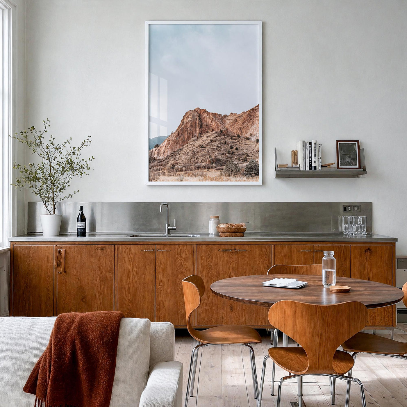 Colorado no. 4 colorful photo poster of United States – vertical wall art in white wood frame, hanging on wall