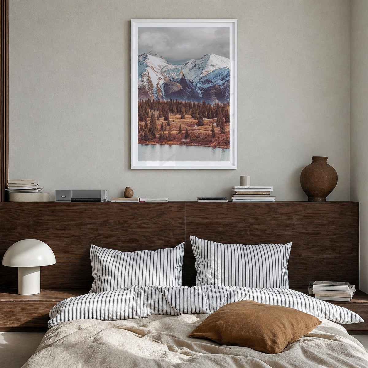 Colorado no. 5 colorful photo poster of United States – vertical wall art in white wood frame with white border, hanging on w