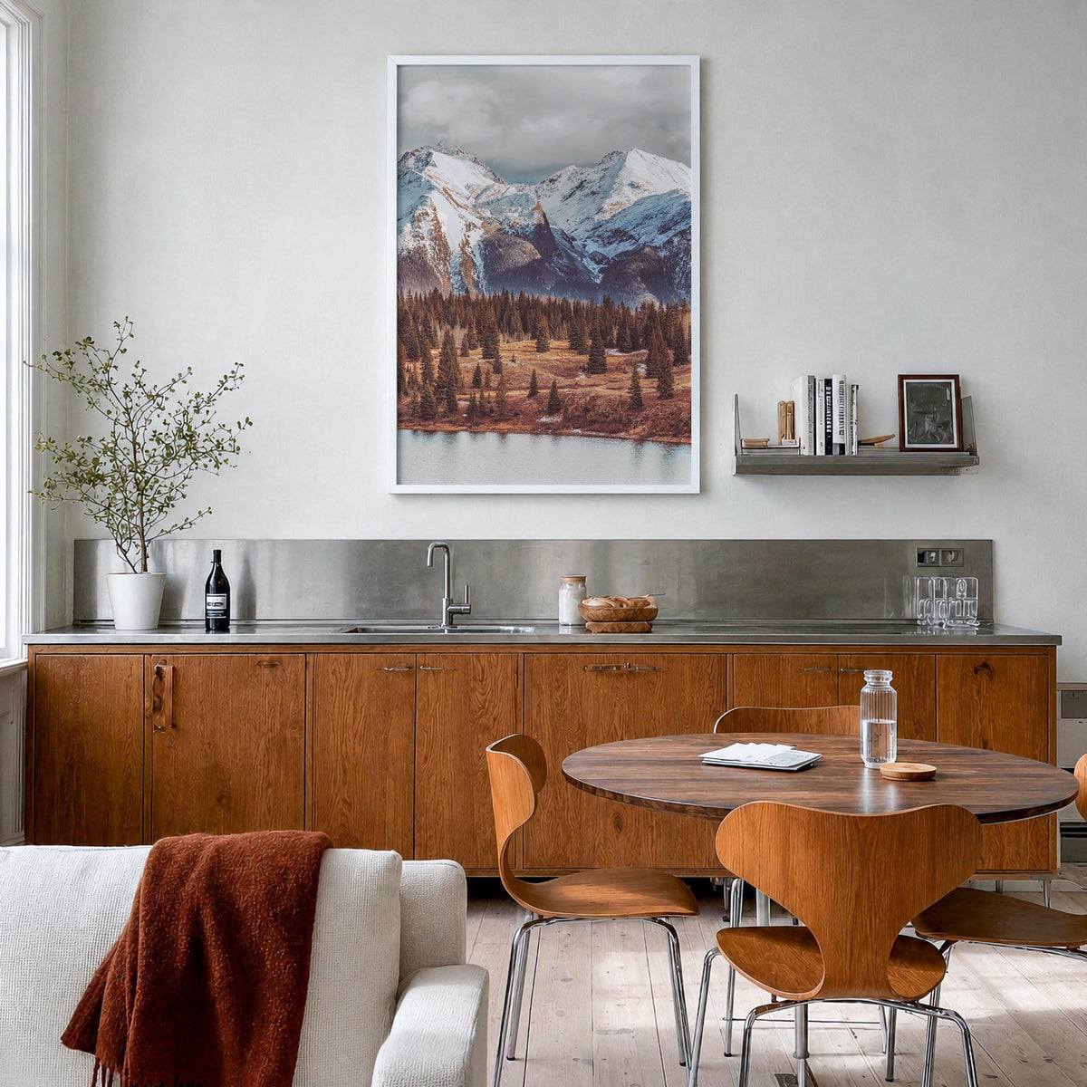 Colorado no. 5 colorful photo poster of United States – vertical wall art in white wood frame, hanging on wall