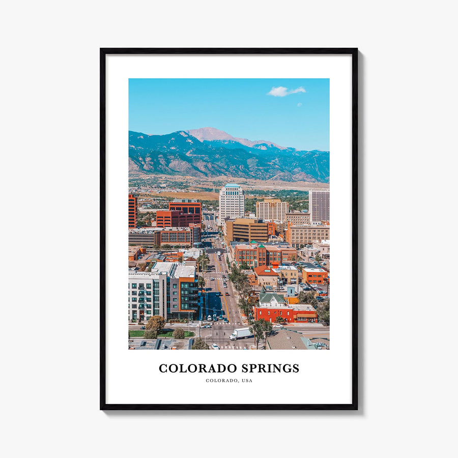 Colorado Springs colorful classic poster of Colorado, USA – vertical wall art, unframed print shown in interior mockup