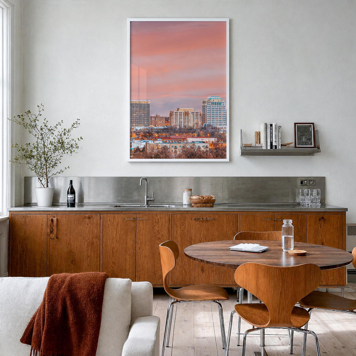Colorado Springs colorful photo poster of Colorado, USA – vertical wall art in white wood frame, hanging on wall