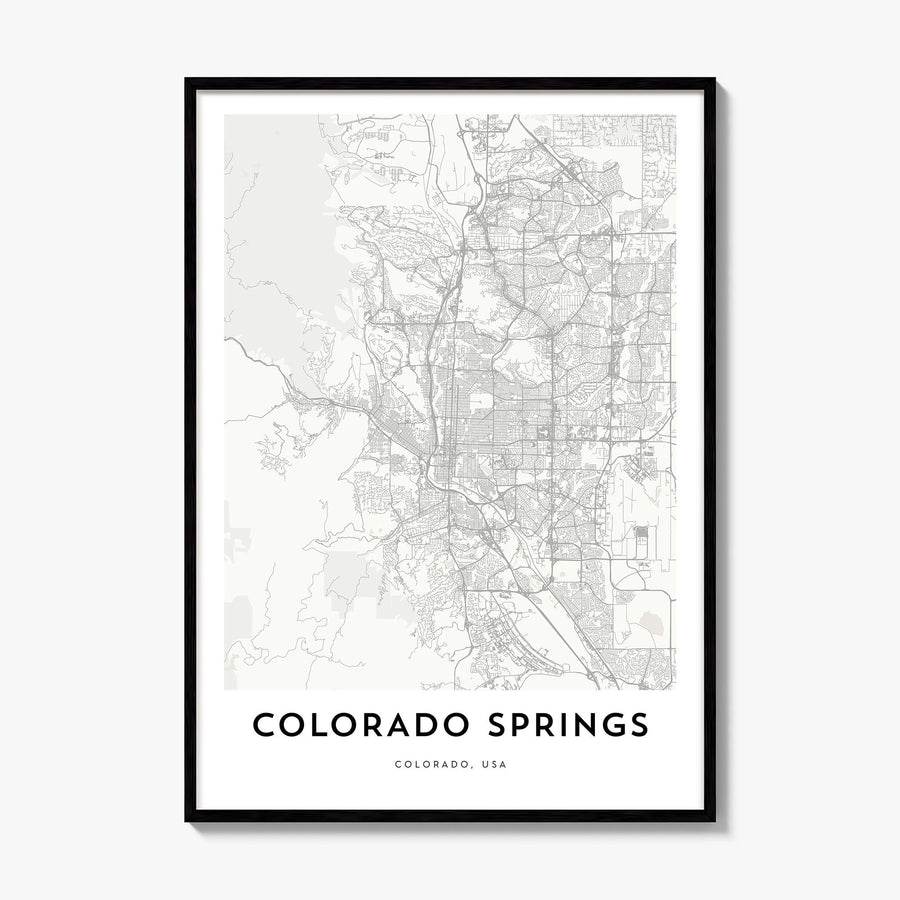 Colorado Springs Map Poster, framed poster mockup