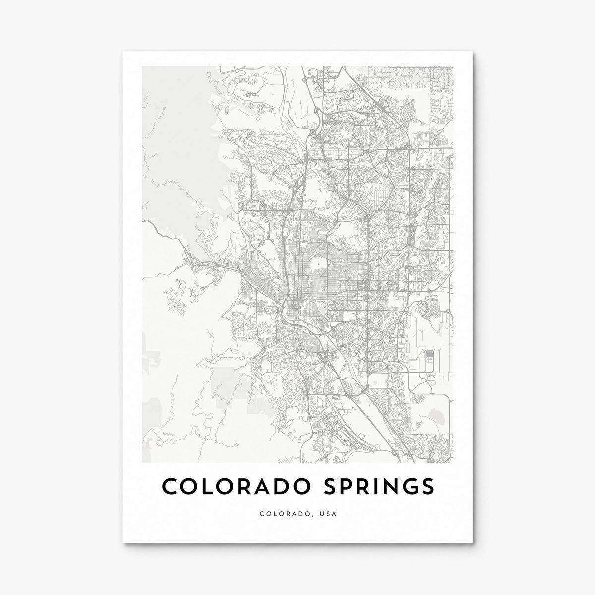 Colorado Springs Map Poster, print only (unframed)