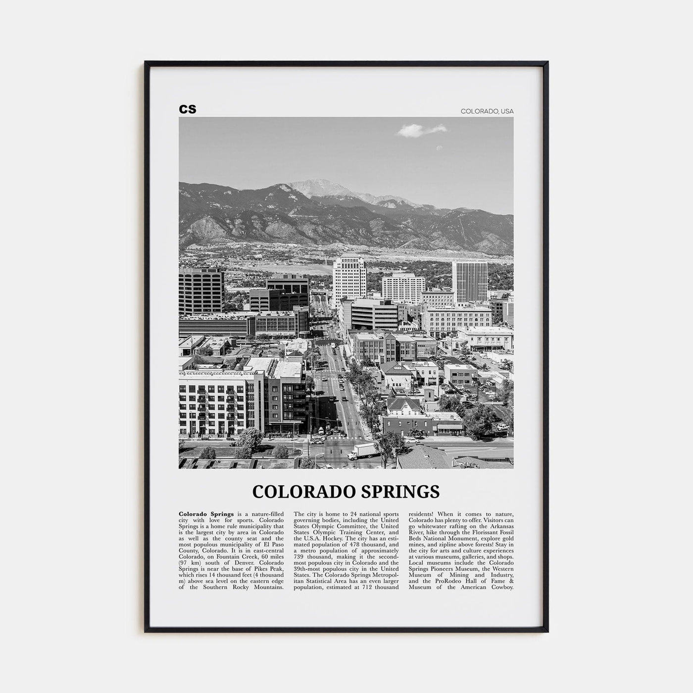 Colorado Springs Poster None / 8x12 in Nbourhood Travel B&W Poster