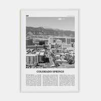 Colorado Springs Poster White Wood / 8x12 in Nbourhood Travel B&W Poster