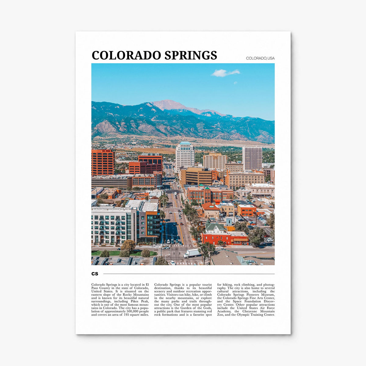 Colorado Springs Travel Poster, print only (unframed)