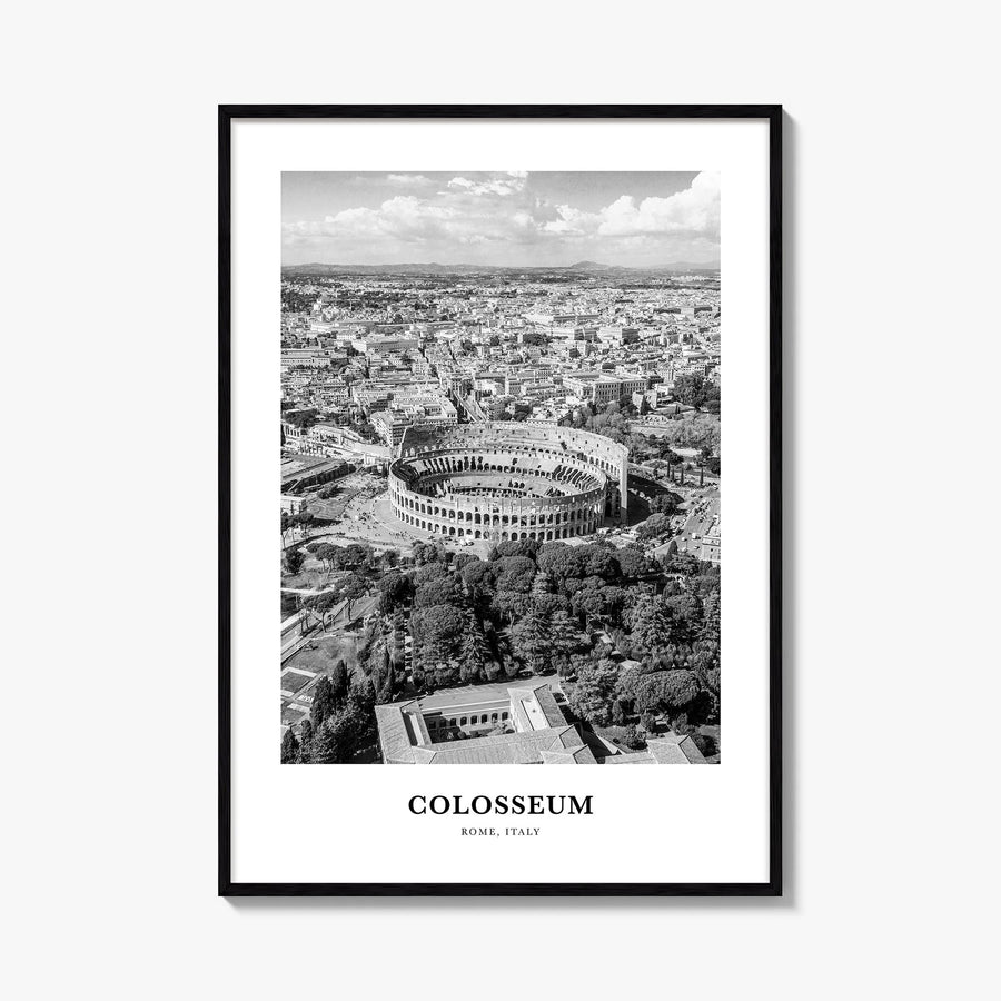Colosseum black & white classic poster of Italy – vertical wall art, unframed print shown in interior mockup