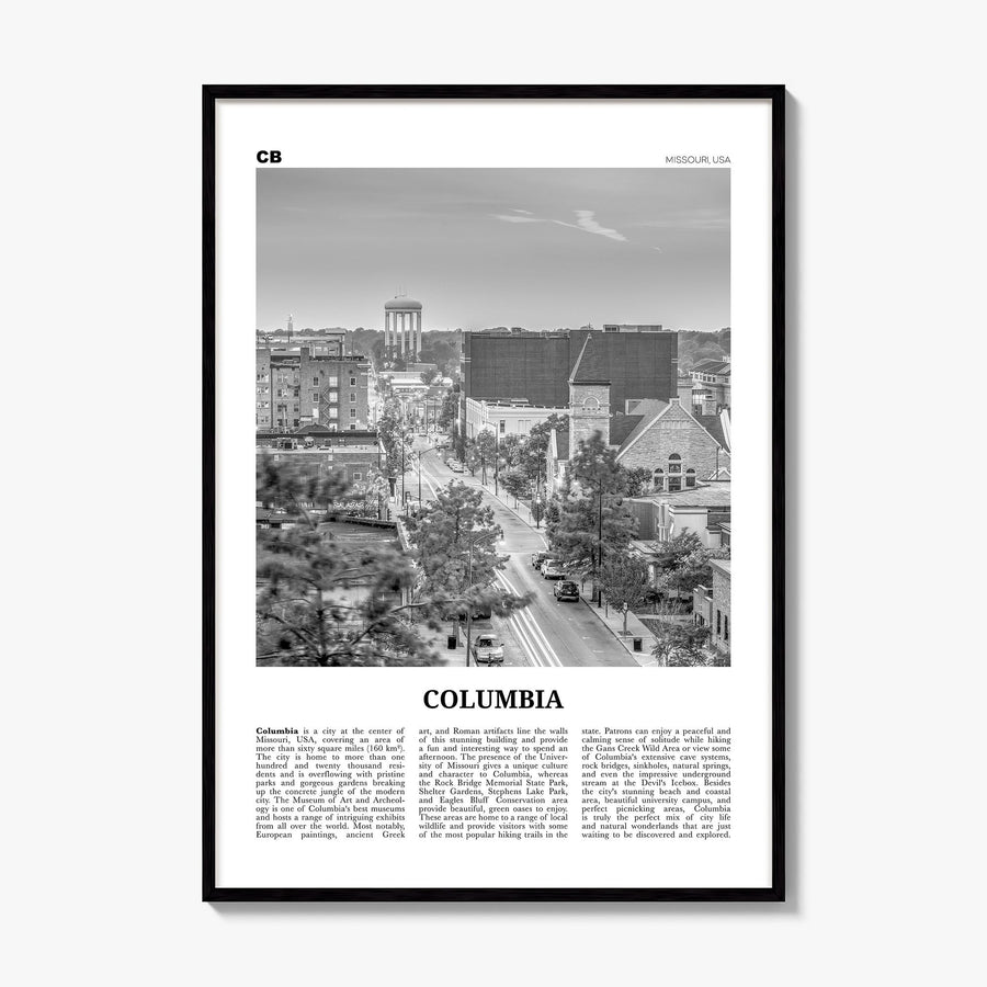 Columbia, Missouri Newspaper Poster, framed poster mockup