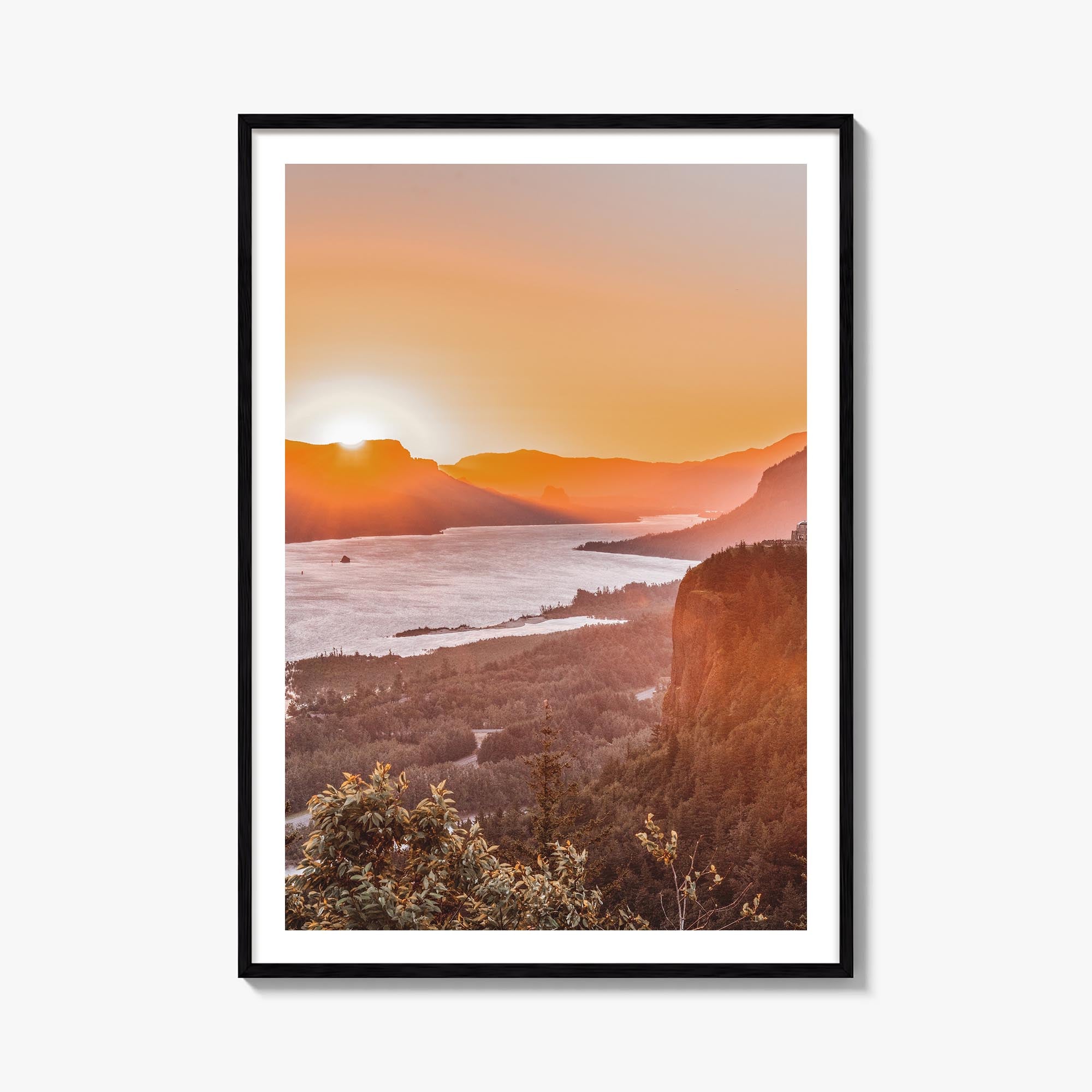 Columbia River Gorge no. 1 colorful photo poster of Oregon & Washington, USA – vertical wall art, unframed print shown in int