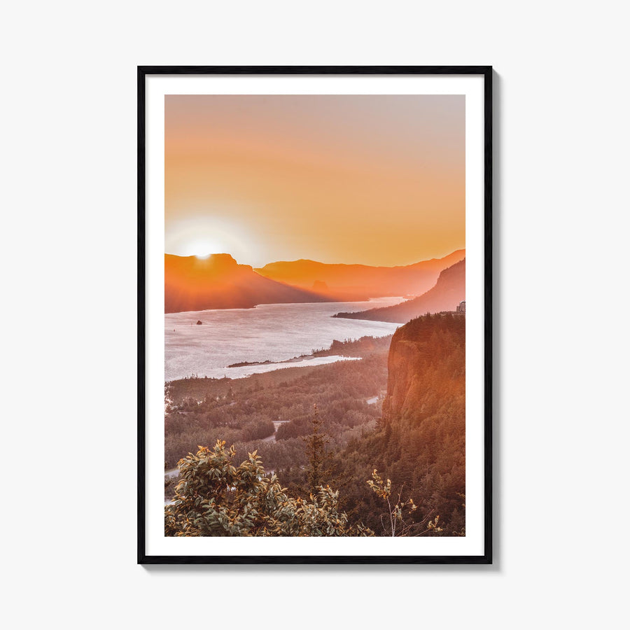 Columbia River Gorge no. 1 colorful photo poster of Oregon & Washington, USA – vertical wall art, unframed print shown in int