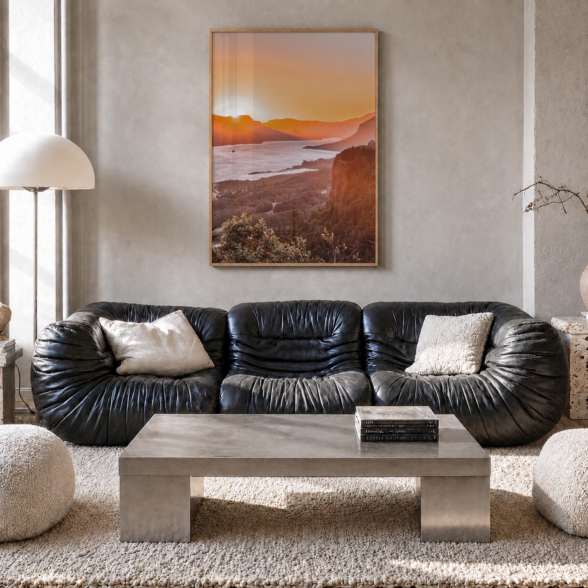 Columbia River Gorge no. 1 colorful photo poster of Oregon & Washington, USA – vertical wall art in natural wood frame, hangi