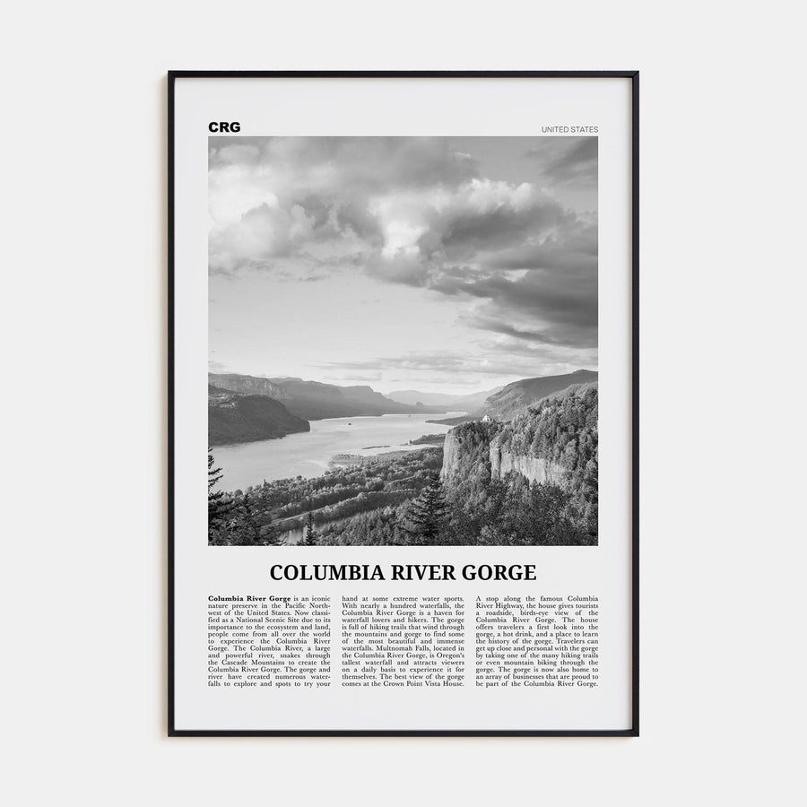 Columbia River Gorge Poster None / 8x12 in Nbourhood Travel B&W Poster