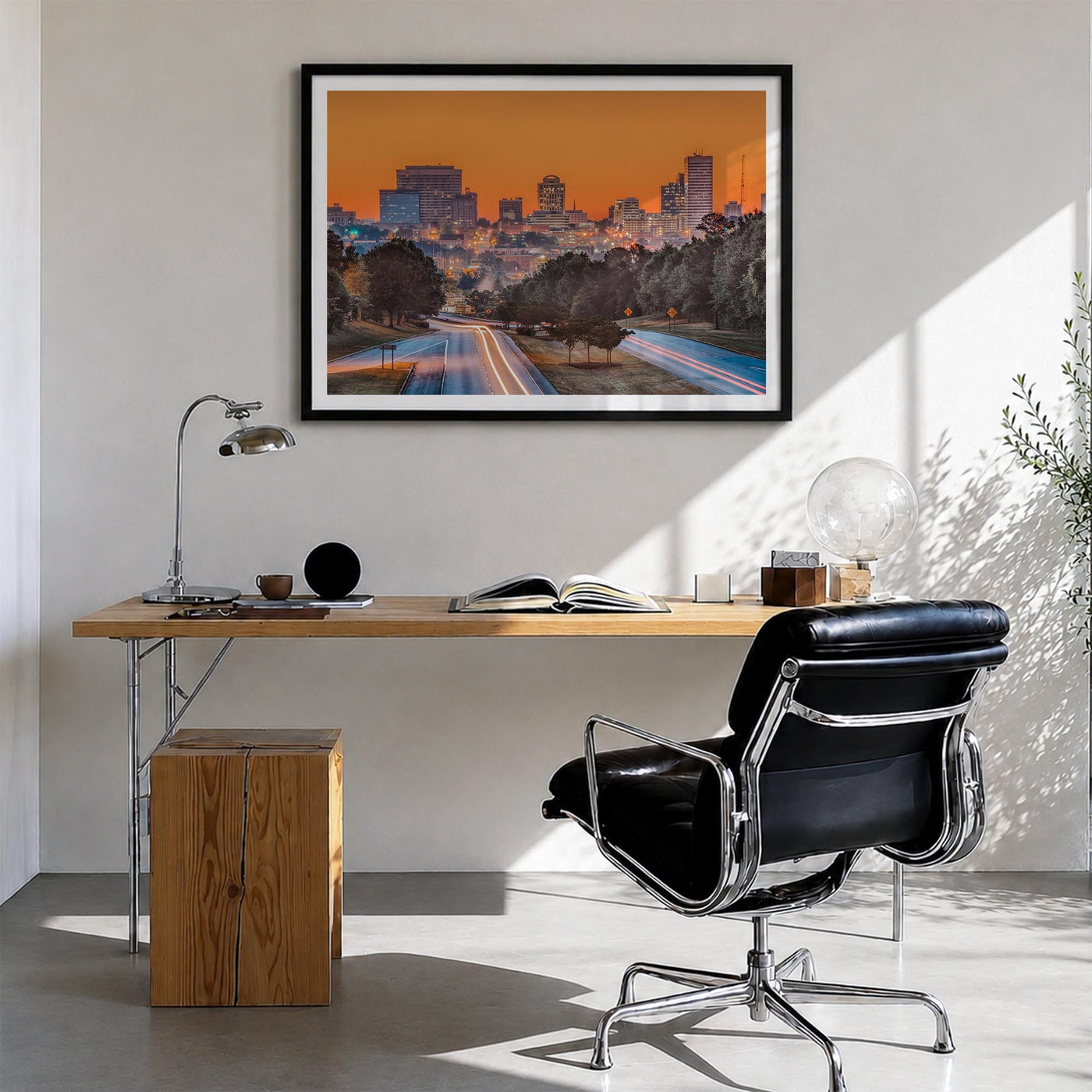 Columbia, South Carolina colorful photo poster of South Carolina, USA – horizontal wall art in black wood frame with white bo