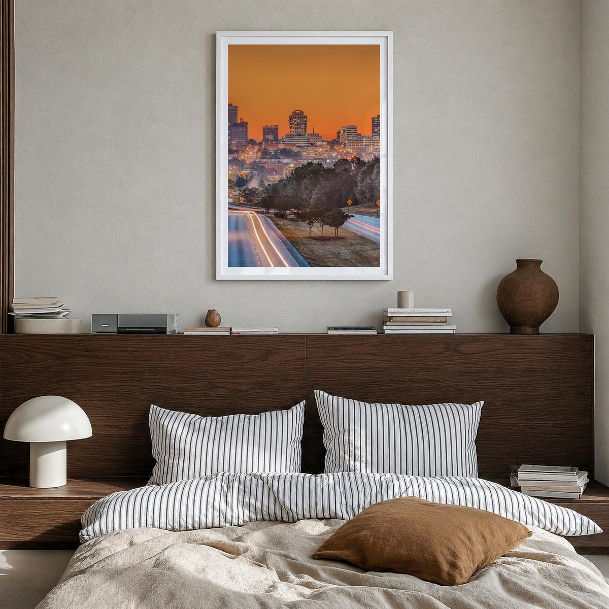 Columbia, South Carolina colorful photo poster of South Carolina, USA – vertical wall art in white wood frame with white bord