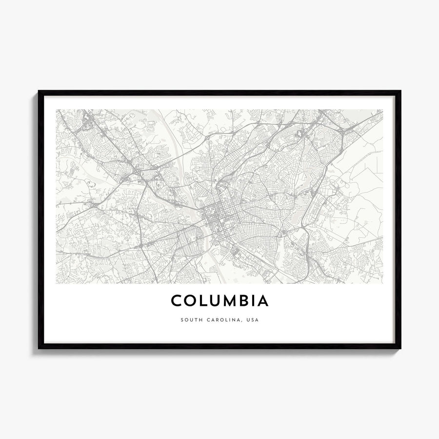 Columbia, South Carolina Map Poster, framed poster mockup