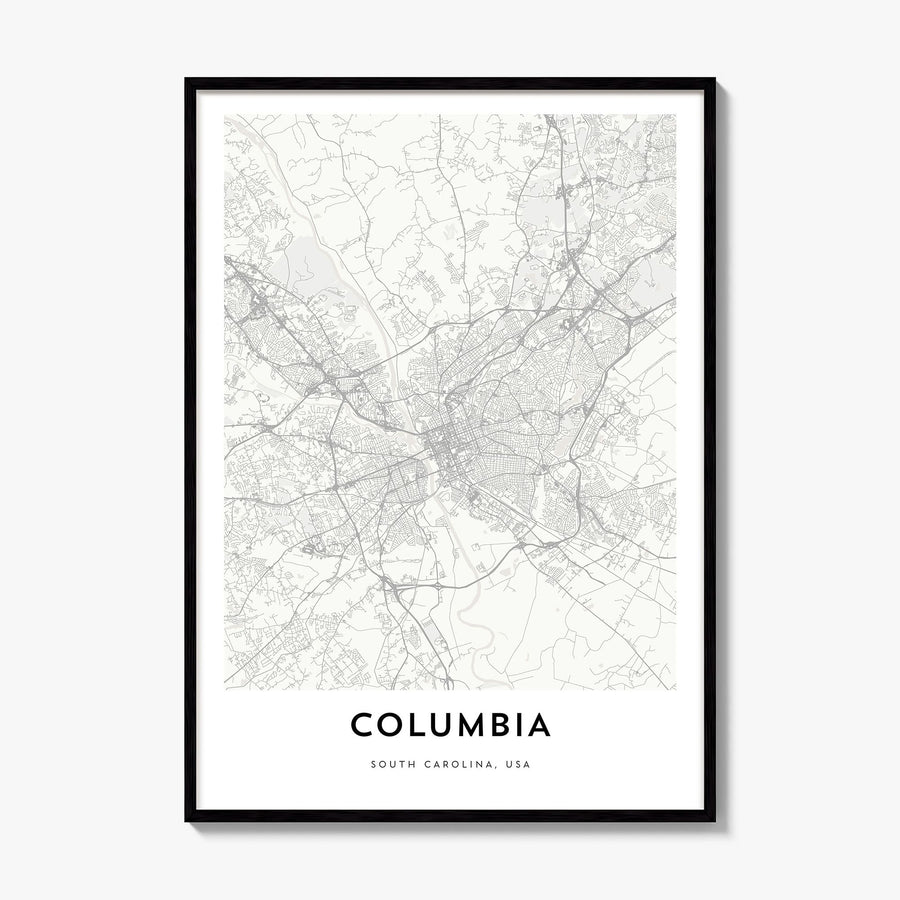 Columbia, South Carolina Map Poster, framed poster mockup