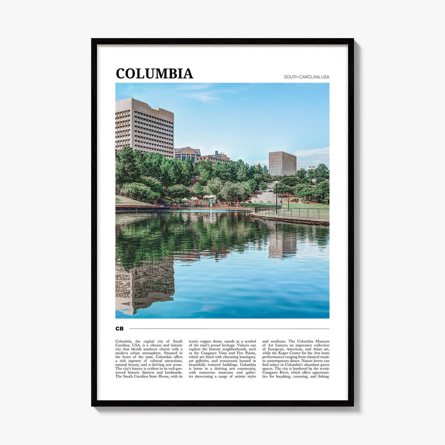 Columbia, South Carolina Travel Poster, framed poster mockup