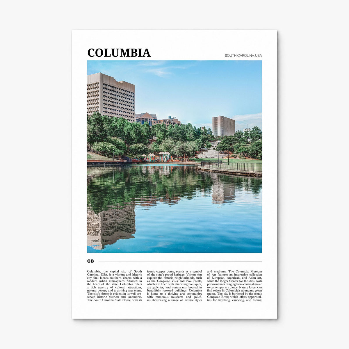 Columbia, South Carolina Travel Poster, print only (unframed)