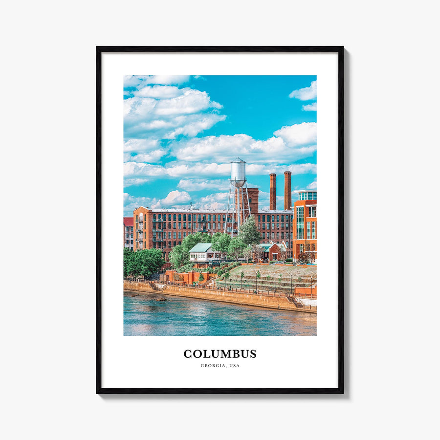 Columbus, Georgia colorful classic poster of Georgia, USA – vertical wall art, unframed print shown in interior mockup