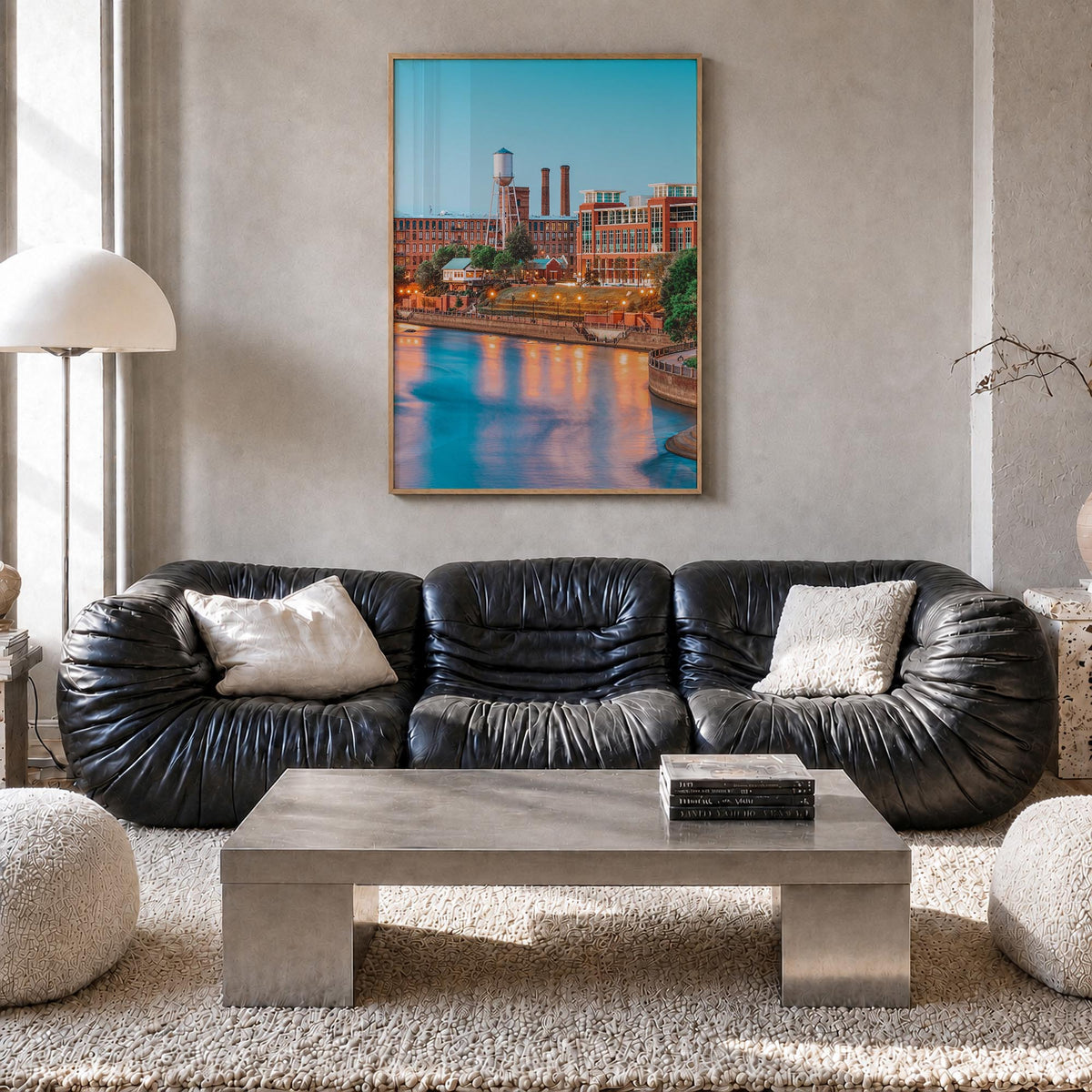 Columbus, Georgia colorful photo poster of Georgia, USA – vertical wall art in natural wood frame, hanging on wall