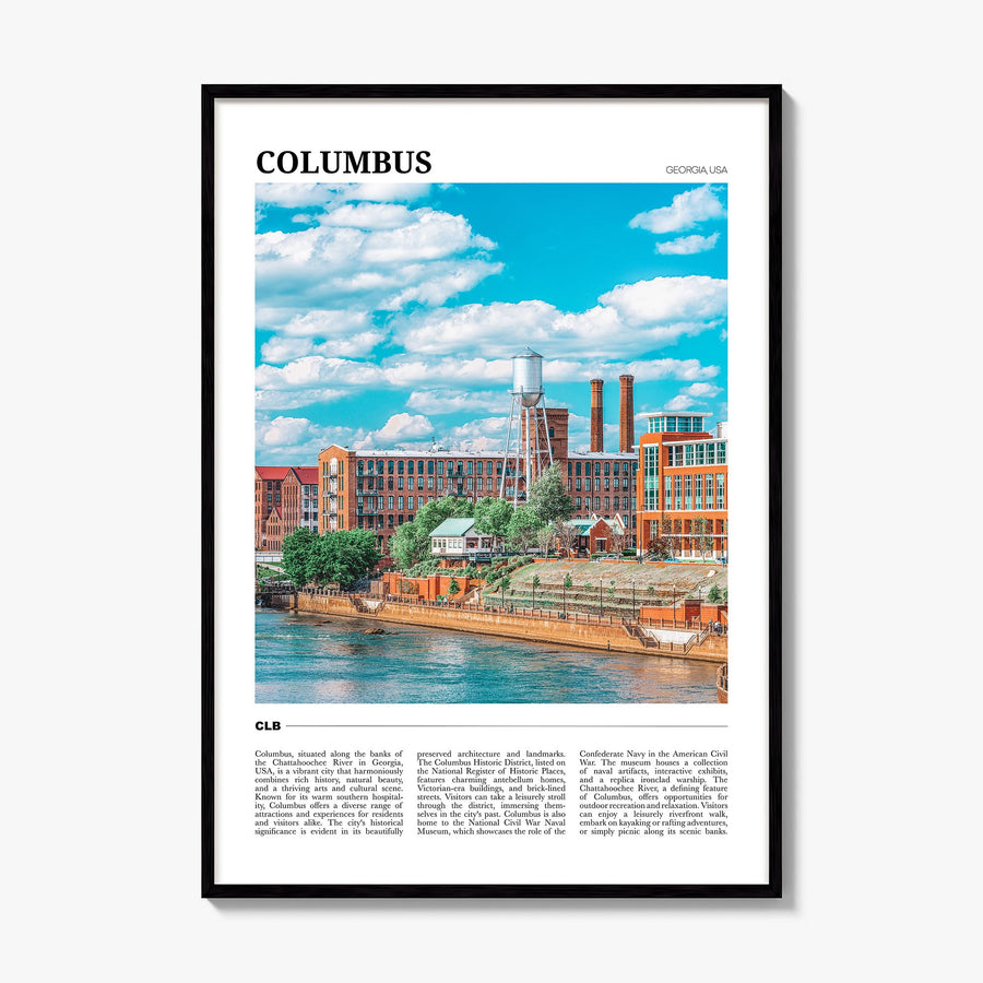 Columbus, Georgia Travel Poster, framed poster mockup