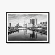Columbus, Ohio black & white photo poster of Ohio, USA – horizontal wall art, unframed print shown in interior mockup