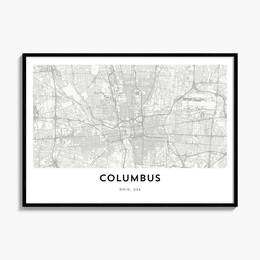Columbus, Ohio Map Poster, framed poster mockup