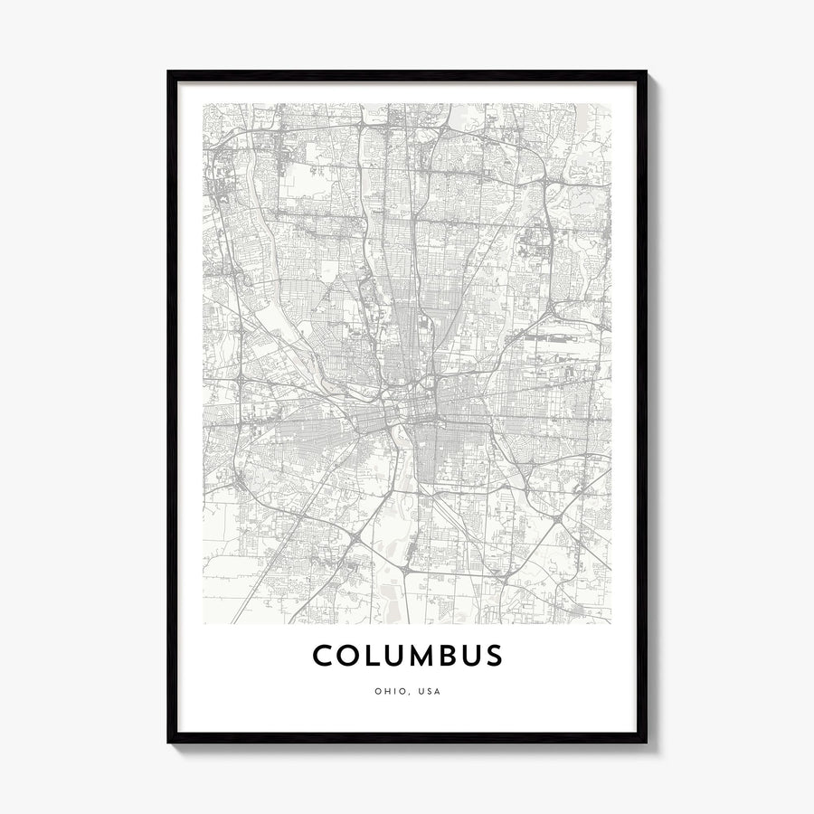 Columbus, Ohio Map Poster, framed poster mockup